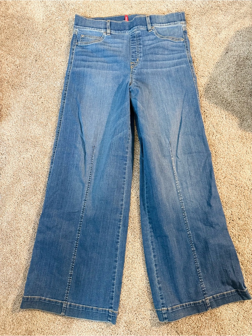 SPANX Blue Wide-Leg Flare Jeans